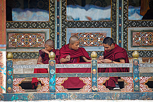僧侣,寺院,布姆唐,山谷,不丹,亚洲