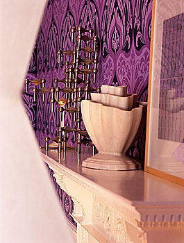 陶器,花瓶,白色背景,壁炉,复古,紫色,黑色,图案,墙壁