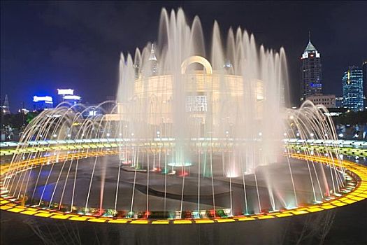 喷泉,正面,上海博物馆,人民广场,上海,中国