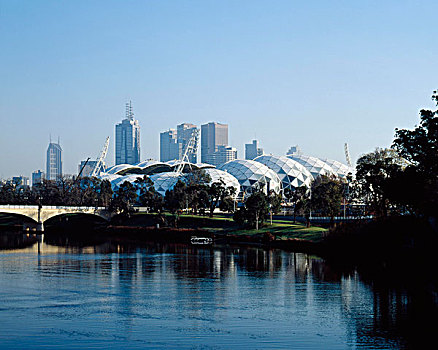 墨尔本,运动,体育场,摩天大楼,背景,维多利亚,澳大利亚