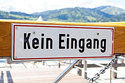 标识,德国,禁止进入,码头,泰根湖,湖,巴伐利亚,欧洲