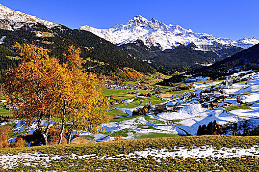 秋天,乡村,后面,雪,瑞士,欧洲