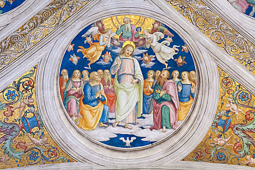 耶稣,天花板,房间,梵蒂冈,博物馆,罗马,拉齐奥,意大利,欧洲