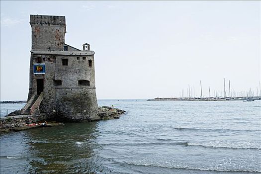城堡,海边,意大利,里维埃拉,热那亚,利古里亚