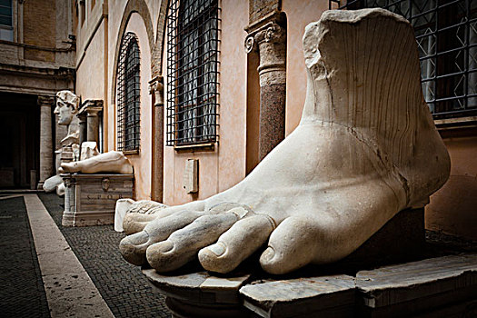 脚,雕塑,皇帝,广场,坎皮多利奥,罗马,意大利