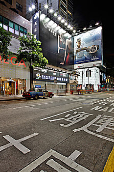 街道,场景,道路,夜晚,尖沙嘴,九龙,香港,亚洲
