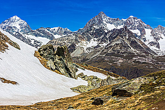 雪,山脊,策马特峰,瑞士