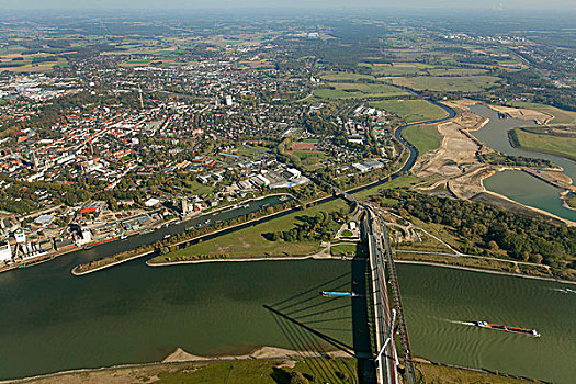 俯视,莱茵河,湾流,伏尔德,北莱茵威斯特伐利亚,德国,欧洲