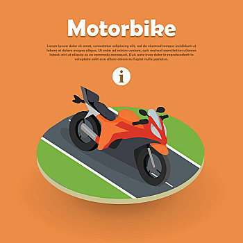 摩托车,局部,道路,两个,轮式,机动车,骑车,运输,现代,动力,引擎,经典,骑,风格,矢量