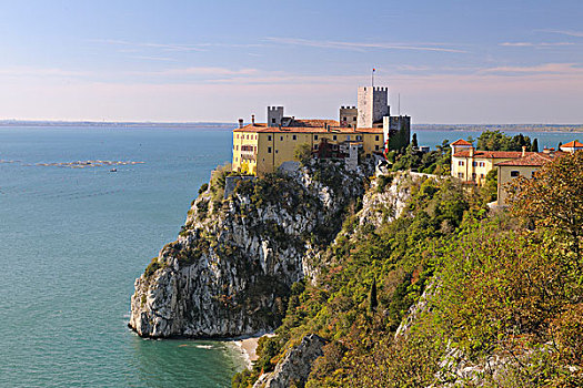 城堡,悬崖,小路,意大利,欧洲