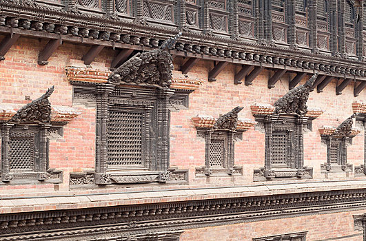 窗户,宫殿,杜巴广场,巴克塔普尔,尼泊尔,亚洲