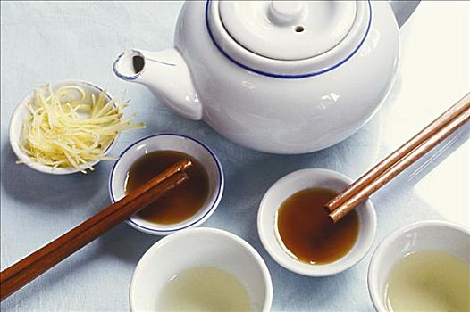 俯拍,茶壶,茶,器具,筷子