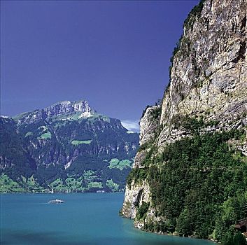 琉森湖,山峦,阿尔卑斯山,瑞士,欧洲