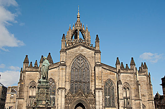 苏格兰,爱丁堡,皇家英里大道,大教堂,高,哥特式,户外,塔,雕塑,沃尔特