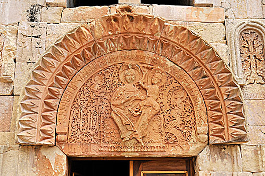 装饰,石头,门口,历史,教堂,寺院,亚美尼亚,亚洲