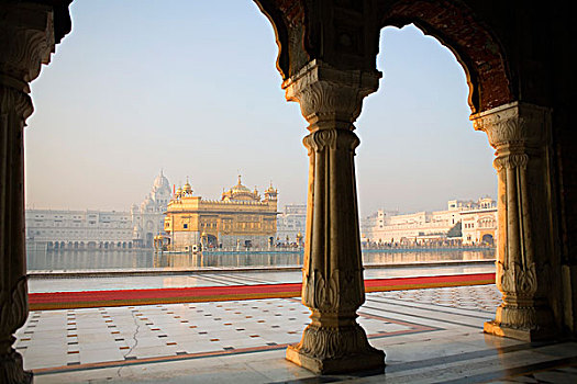 印度,金庙,庙宇,柱子,前景