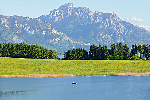 湖,靠近,山峦,巴伐利亚,德国,欧洲