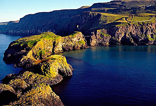 俯拍,岩石构造,海中,安特里姆郡,北爱尔兰