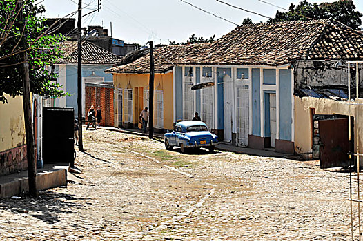 小巷,鹅卵石,街道,老城,特立尼达,古巴,大安的列斯群岛,加勒比海,中美洲,北美