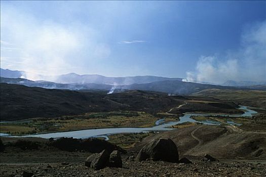 火,托雷德裴恩国家公园,巴塔哥尼亚,智利,南美