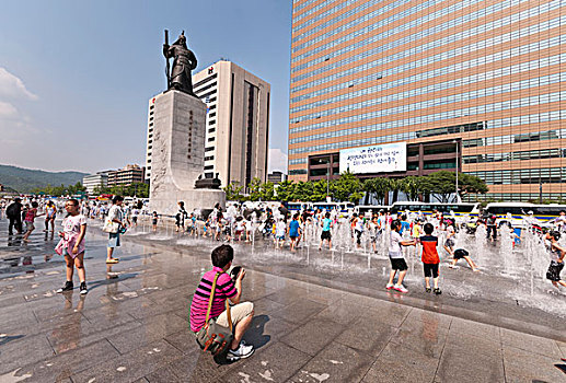 孩子,玩,广场,首尔