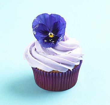 紫罗兰,杯形蛋糕,樱草花,装饰