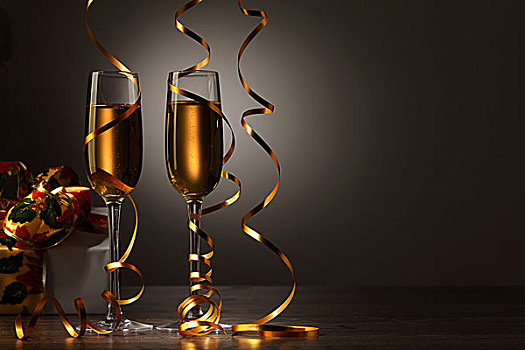 玻璃杯,香槟,新年,聚会