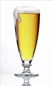 玻璃杯,亮光,啤酒,起泡,上方