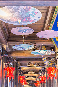 中国成都的传统工艺品油纸伞