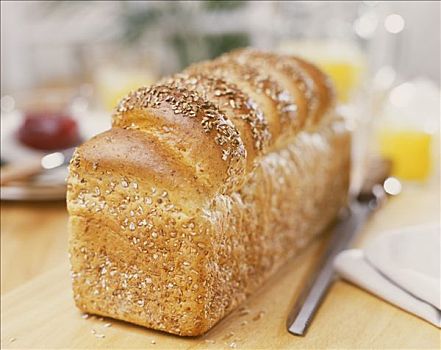 小麦面包,燕麦,早餐桌