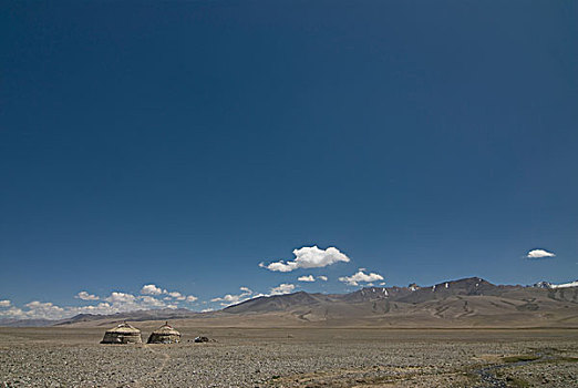 孤单,蒙古包,山峦