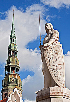 雕塑,象征,城镇,特别待遇,教堂,里加,拉脱维亚,欧洲