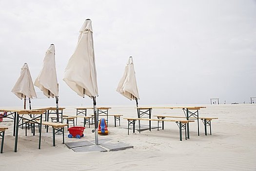 沙滩伞,桌子,石荷州,德国