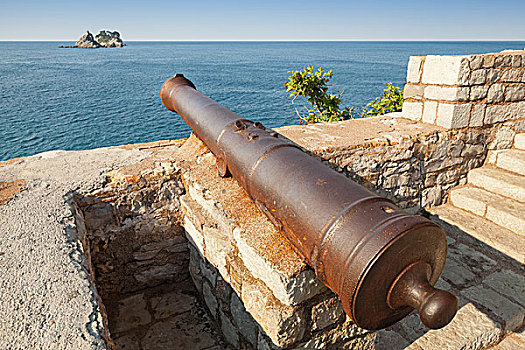 老,大炮,沿岸,威尼斯,要塞,黑山