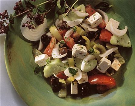 希腊沙拉,腌制,蔬菜,羊乳酪