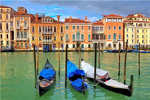 小船,大运河,正面,老,彩色,房子,威尼斯,意大利