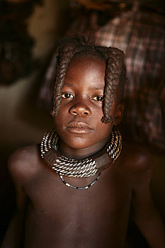 肖像,辛巴族,女孩,纳米比亚