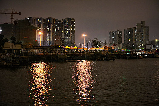 澳门夜游,珠江,对岸,大楼,赌城,霓虹灯,闪烁,都市,繁华,灯光,桥梁,游船