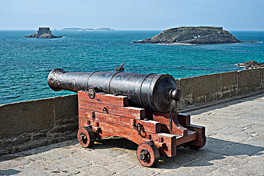 大炮,壁,外滨,岛屿,布列塔尼半岛,法国,欧洲