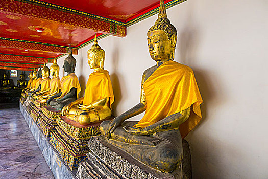 金色,佛像,寺院,庙宇,曼谷,泰国,亚洲