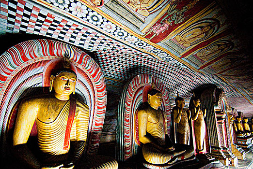 斯里兰卡,丹布勒,石头,庙宇,世界遗产,佛教,涂绘,雕塑,壁画