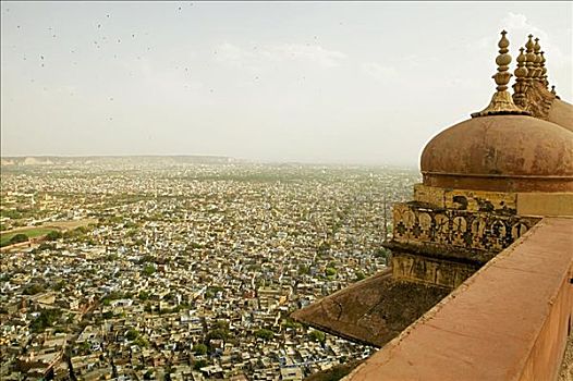俯拍,城市,风景,堡垒,斋浦尔,拉贾斯坦邦,印度