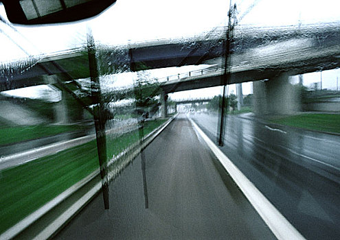 公路,高架路,风景,挡风玻璃,巴士