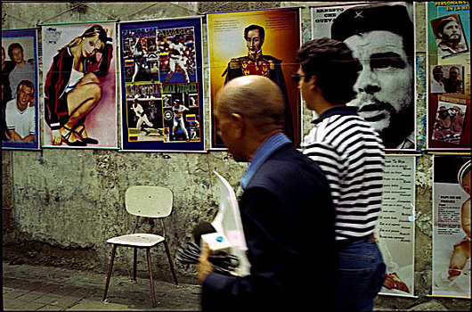 海报,店,旁边,道路,加拉加斯,委内瑞拉,2000年