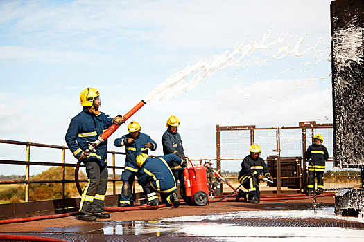消防员,培训,消防,泡沫,设施