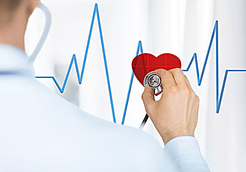 医生,听诊器,听,心,心率,虚拟,显示屏
