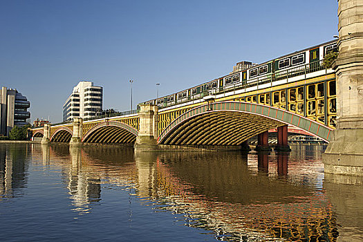 英格兰,伦敦,早晨,轨道,桥,跨越,泰晤士河