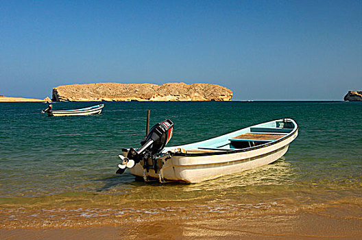 摩托艇,海滩,美景,海湾,阿曼,靠近,马斯喀特,阿曼苏丹国,中东