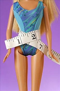 芭比娃娃,娃娃,卷尺,小,腰部,展示,期待,放,女孩,榜样,健康,身体意象
