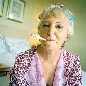 老年,女人,吸烟,香烟,头像